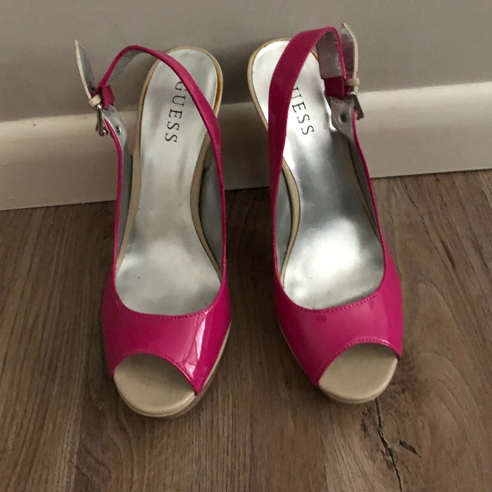 Guess Pink peep toes shoes